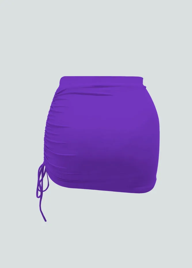 Womens Side Drawstring Ruched Stretchy Short Skirt