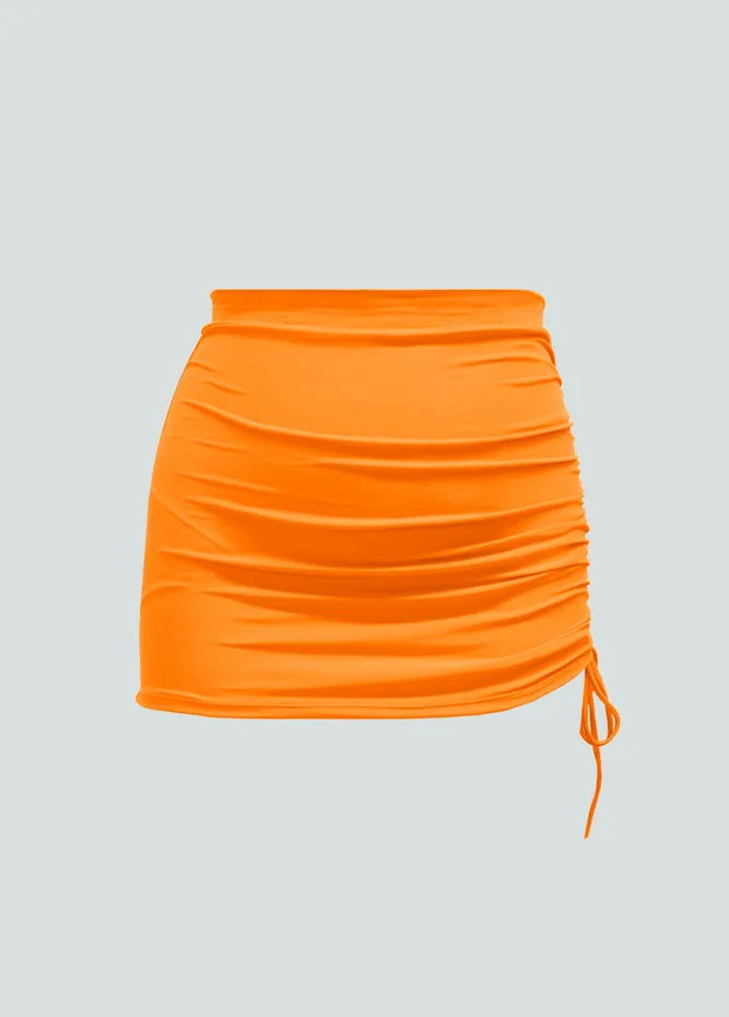 Womens Side Drawstring Ruched Stretchy Short Skirt