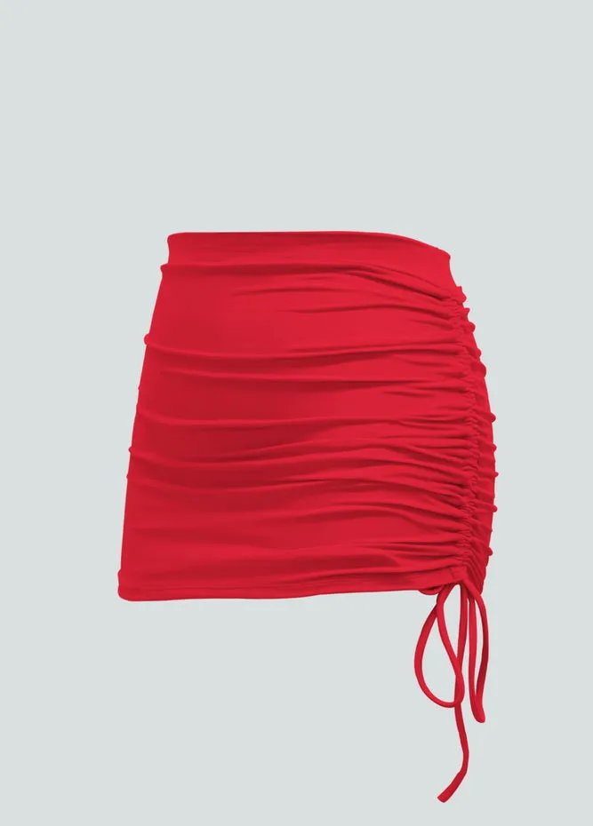 Womens Side Drawstring Ruched Stretchy Short Skirt
