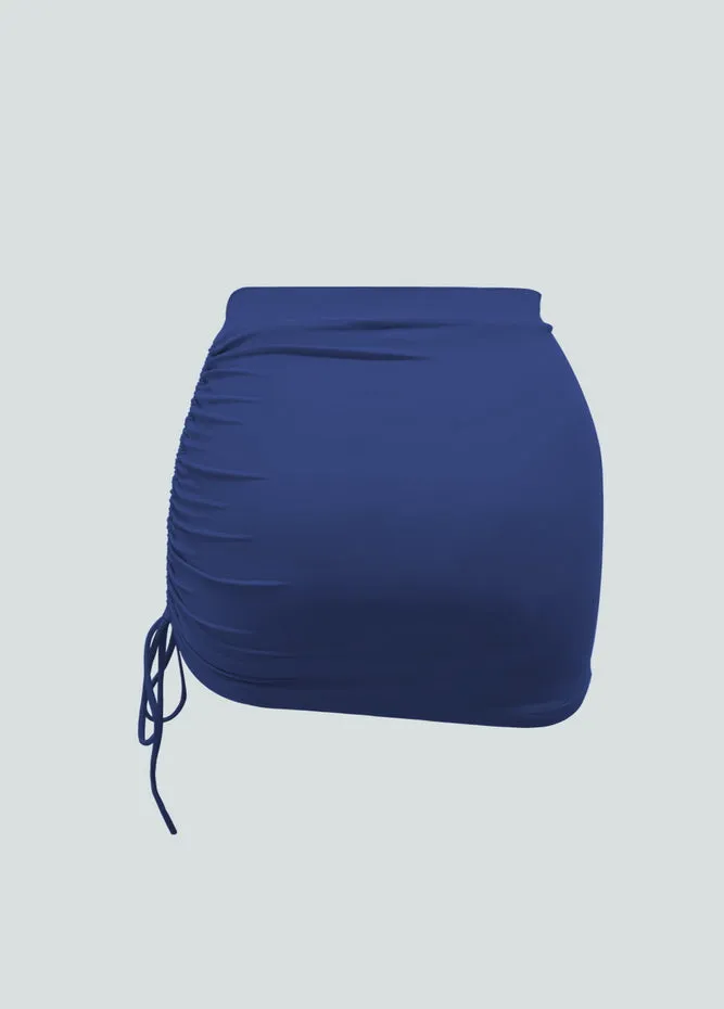 Womens Side Drawstring Ruched Stretchy Short Skirt