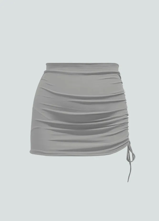 Womens Side Drawstring Ruched Stretchy Short Skirt