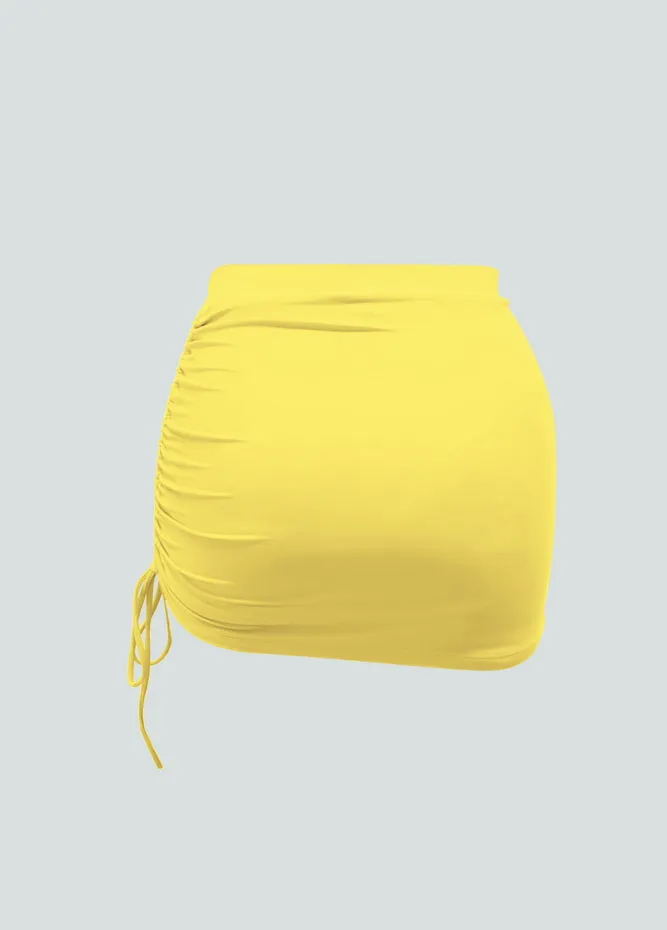 Womens Side Drawstring Ruched Stretchy Short Skirt
