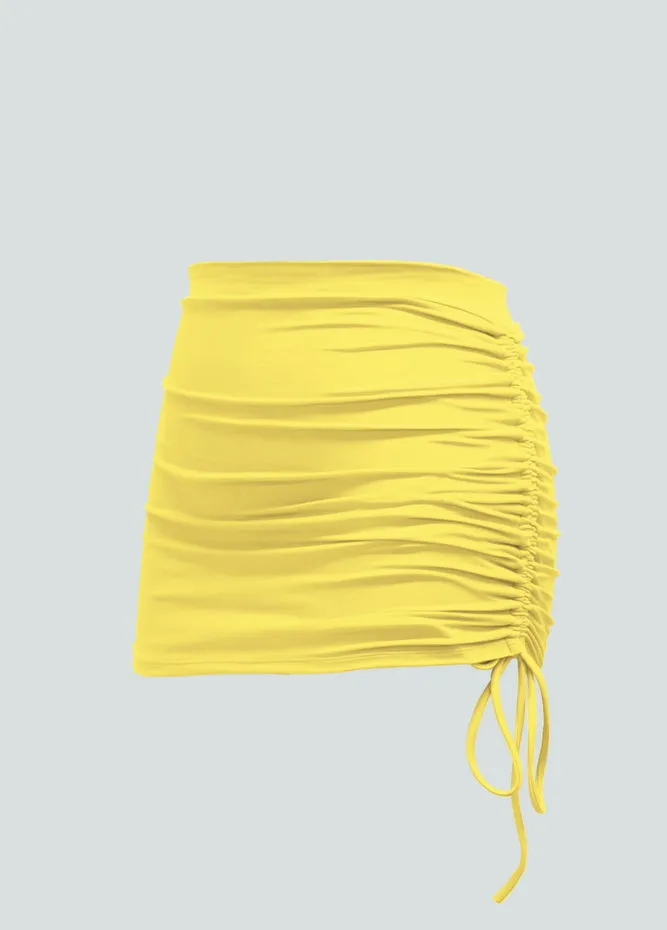 Womens Side Drawstring Ruched Stretchy Short Skirt