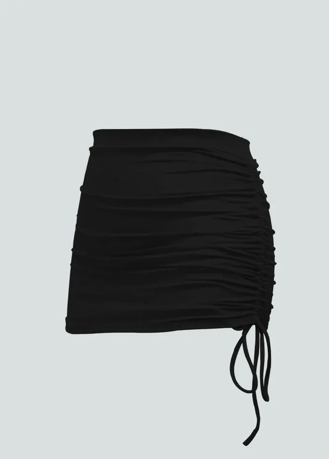 Womens Side Drawstring Ruched Stretchy Short Skirt