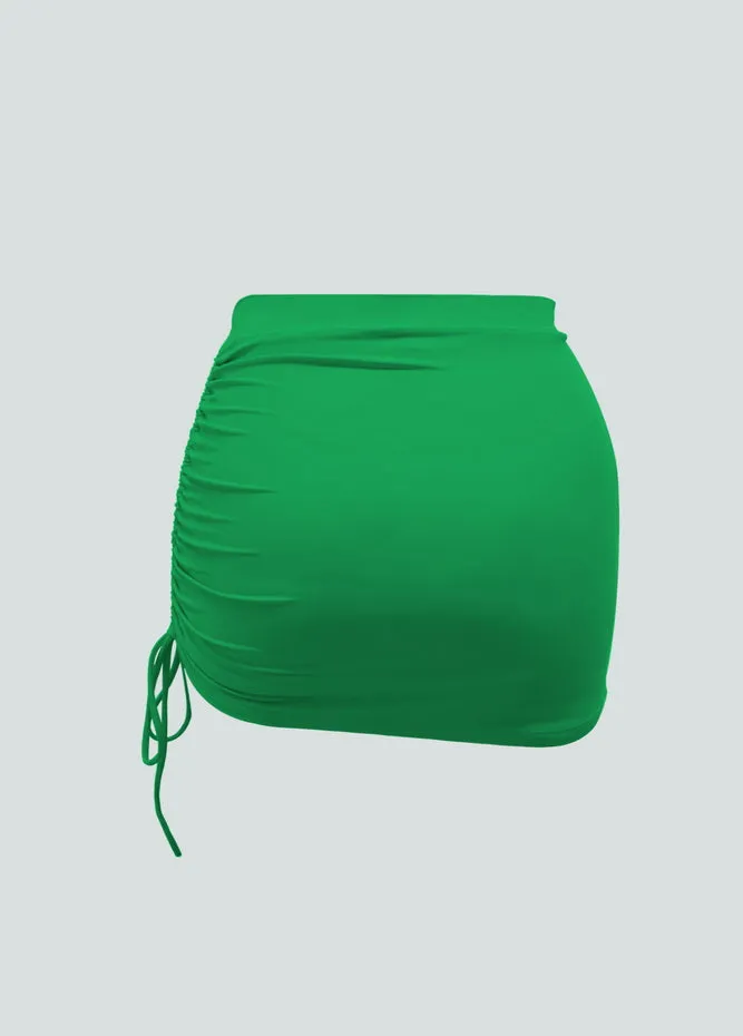 Womens Side Drawstring Ruched Stretchy Short Skirt