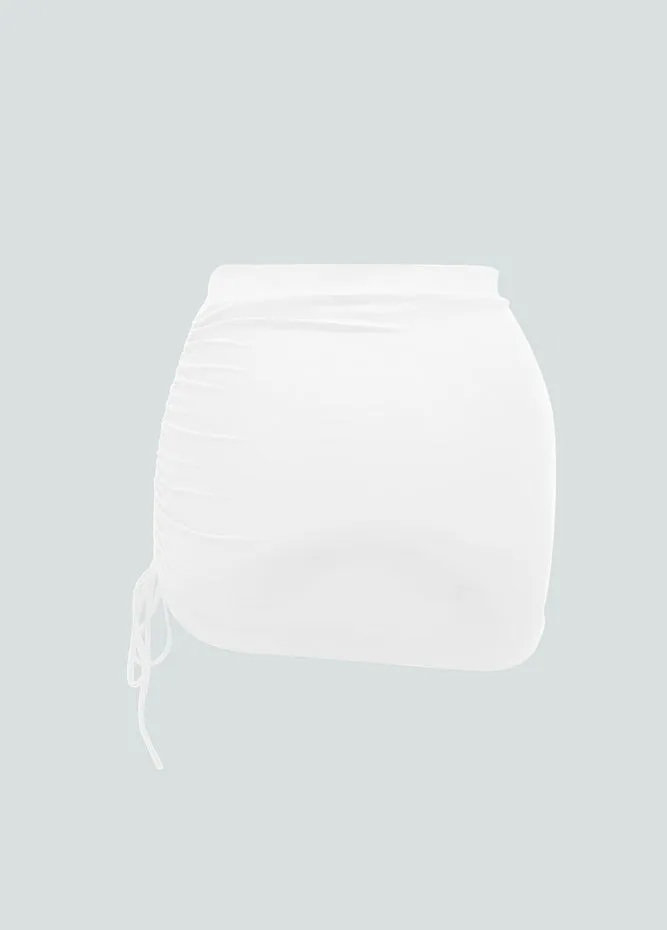 Womens Side Drawstring Ruched Stretchy Short Skirt