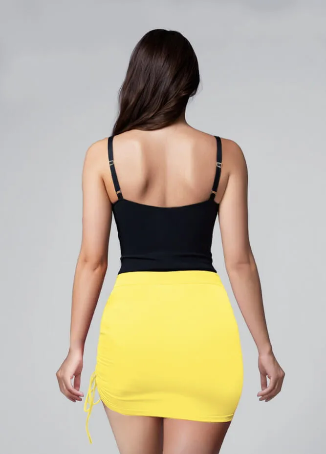Womens Side Drawstring Ruched Stretchy Short Skirt