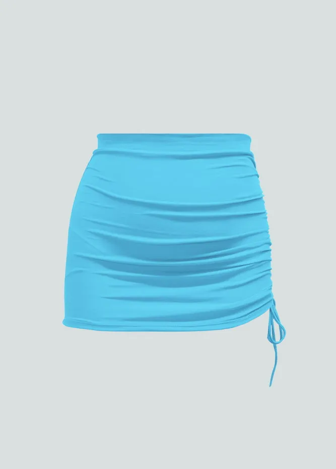 Womens Side Drawstring Ruched Stretchy Short Skirt