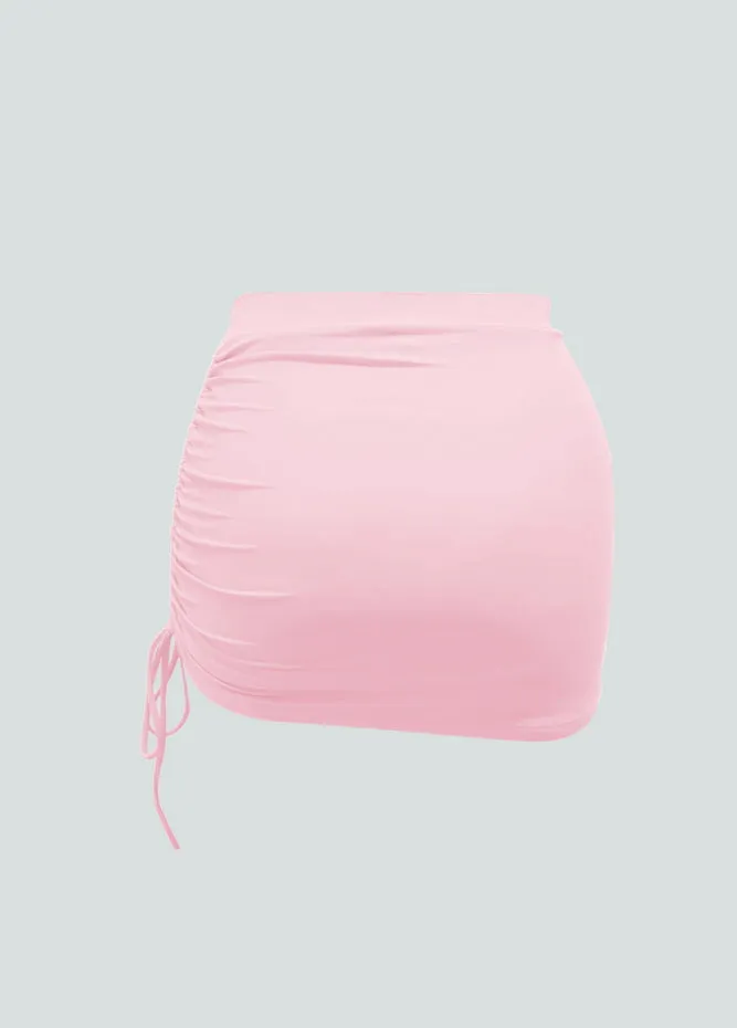 Womens Side Drawstring Ruched Stretchy Short Skirt