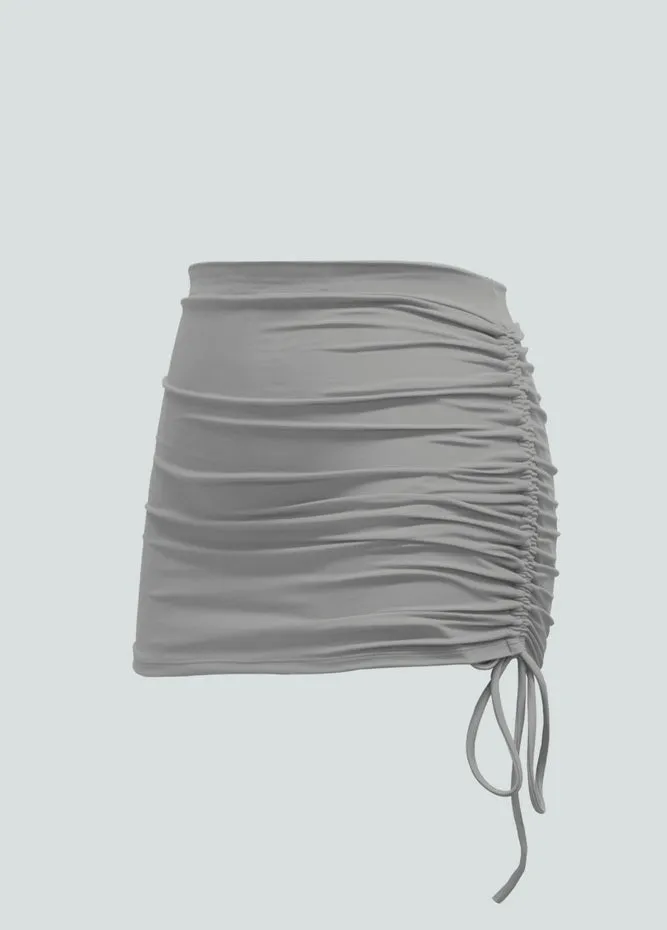 Womens Side Drawstring Ruched Stretchy Short Skirt