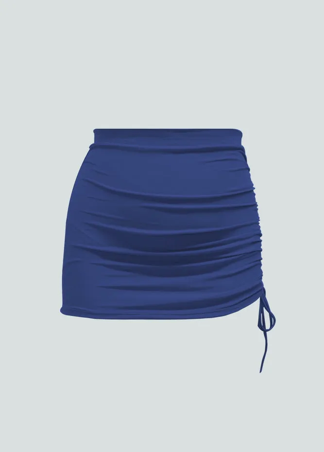 Womens Side Drawstring Ruched Stretchy Short Skirt