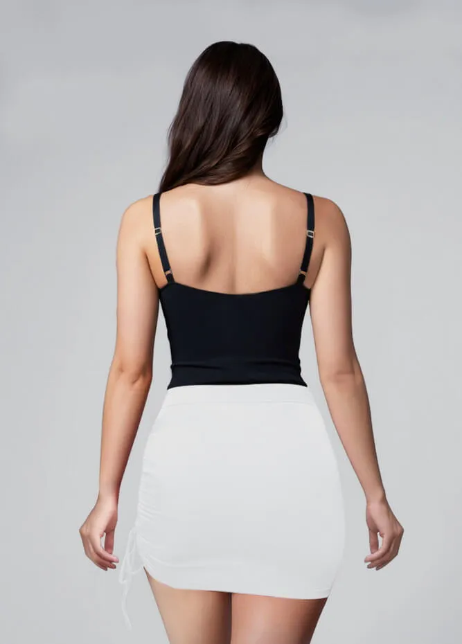 Womens Side Drawstring Ruched Stretchy Short Skirt