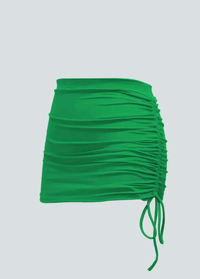 Womens Side Drawstring Ruched Stretchy Short Skirt