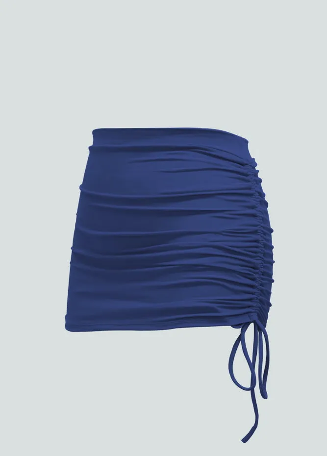 Womens Side Drawstring Ruched Stretchy Short Skirt