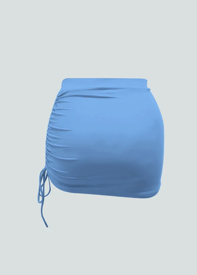 Womens Side Drawstring Ruched Stretchy Short Skirt