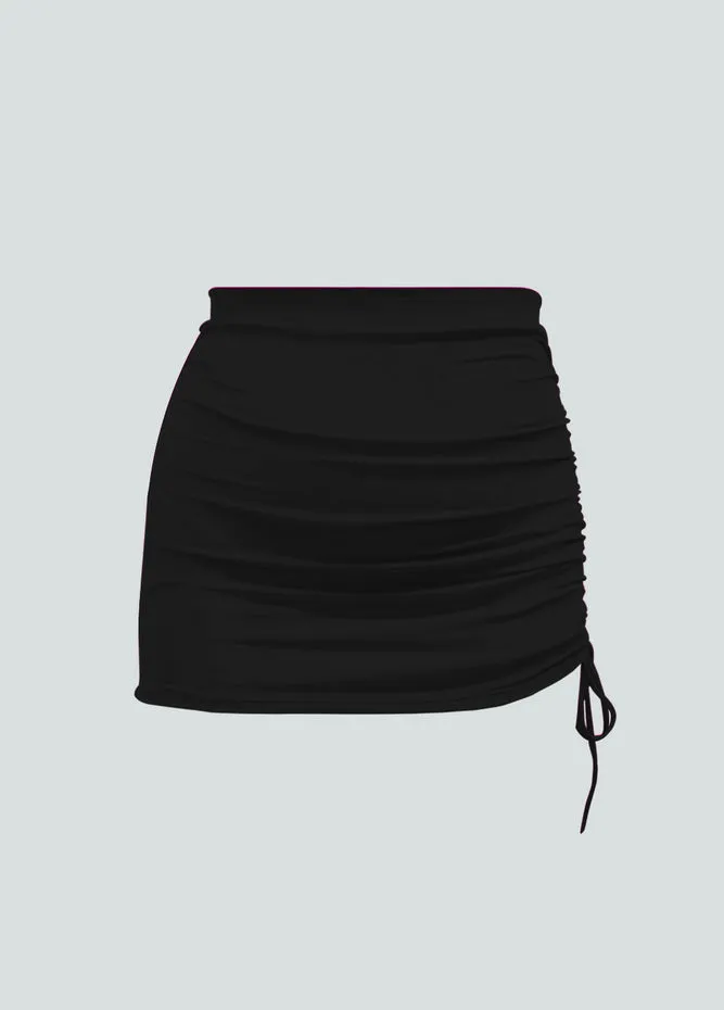 Womens Side Drawstring Ruched Stretchy Short Skirt