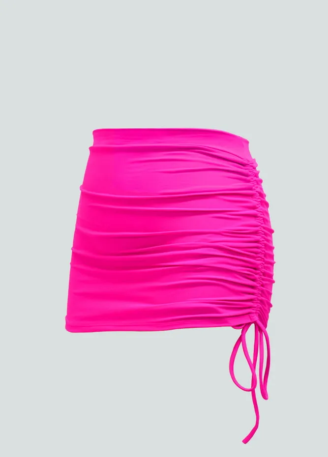 Womens Side Drawstring Ruched Stretchy Short Skirt