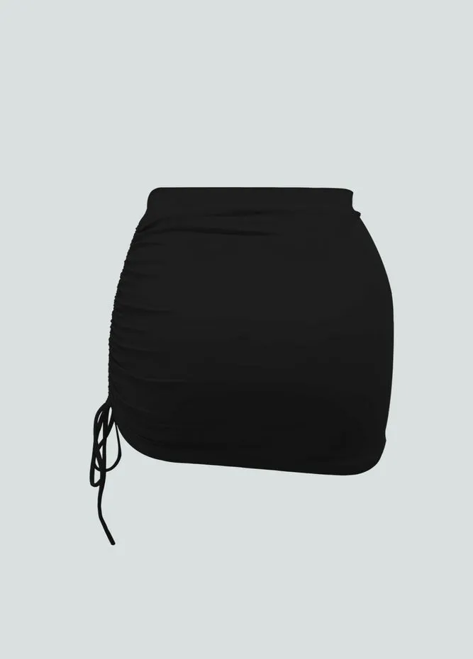 Womens Side Drawstring Ruched Stretchy Short Skirt