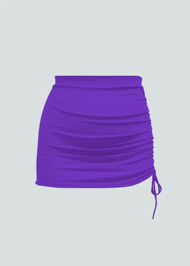 Womens Side Drawstring Ruched Stretchy Short Skirt