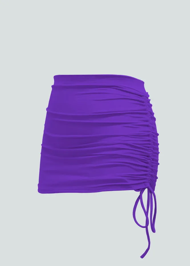 Womens Side Drawstring Ruched Stretchy Short Skirt