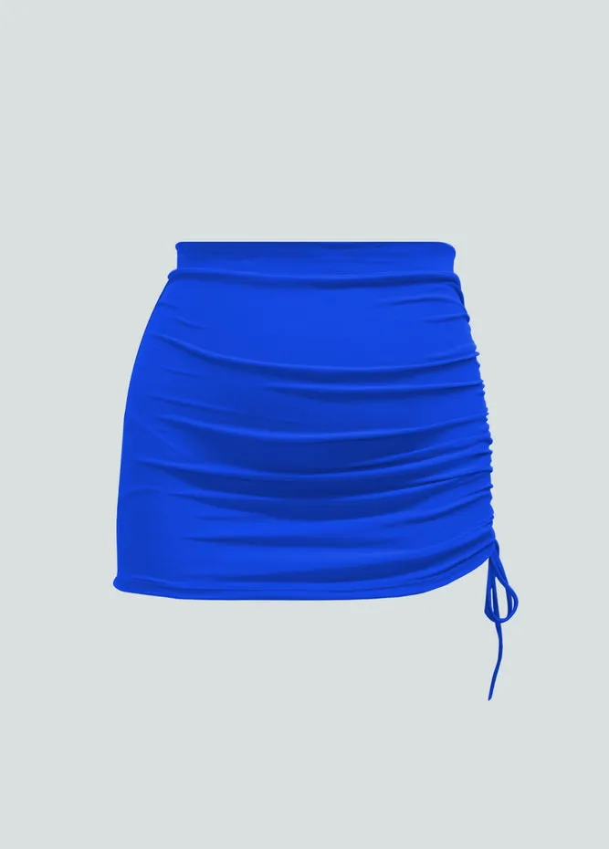 Womens Side Drawstring Ruched Stretchy Short Skirt