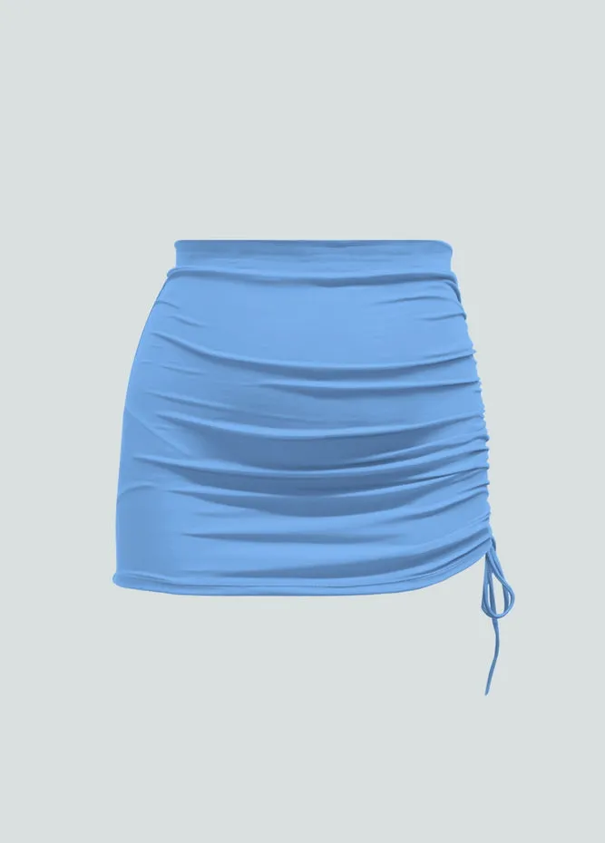 Womens Side Drawstring Ruched Stretchy Short Skirt