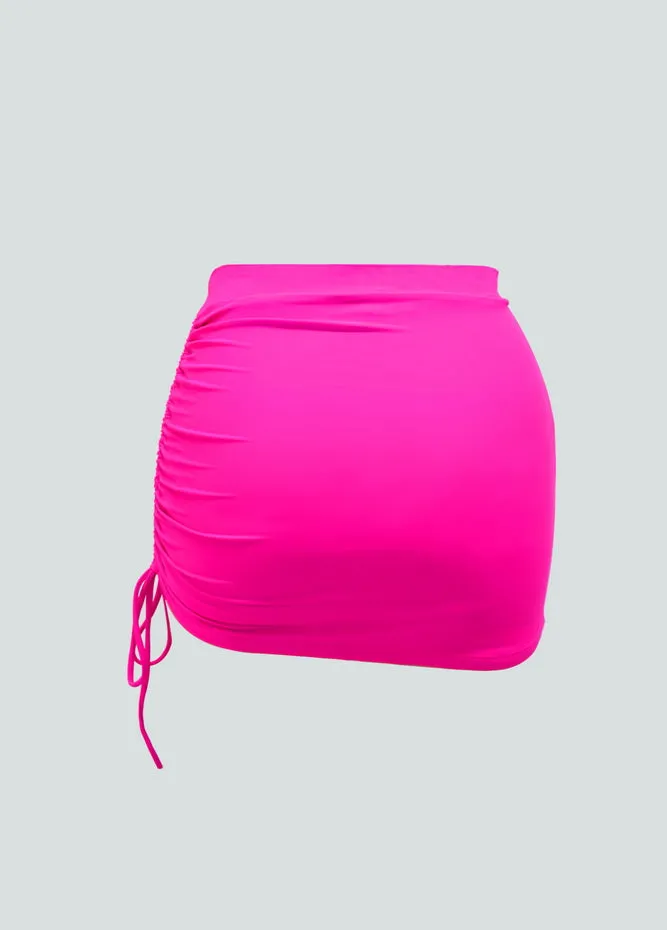 Womens Side Drawstring Ruched Stretchy Short Skirt