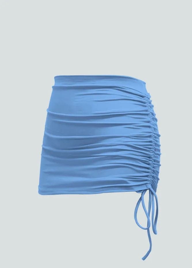 Womens Side Drawstring Ruched Stretchy Short Skirt