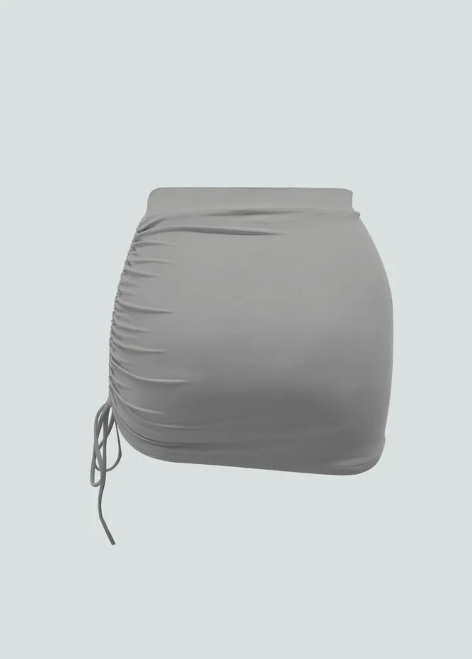 Womens Side Drawstring Ruched Stretchy Short Skirt