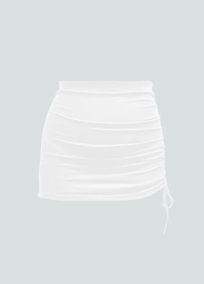 Womens Side Drawstring Ruched Stretchy Short Skirt