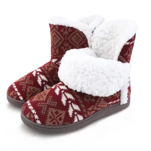 Womens Slipper Booties Warm Knitted Ankle Fuzzy Memory Foam Slippers for Women House Shoes