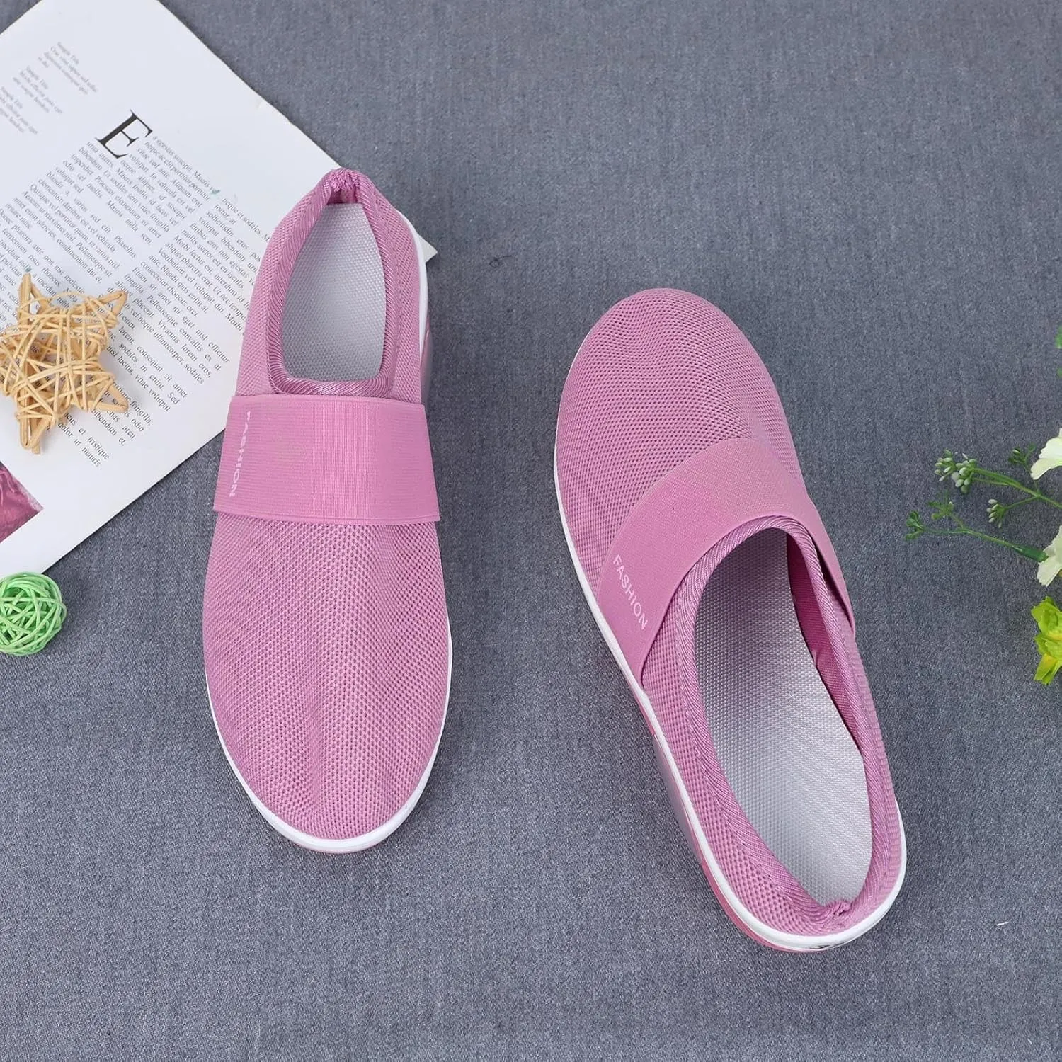Womens Summer Breathable Mesh Slippers Lightweight Slip On Clog with Arch Support Soft Cushion Nursing Shoes
