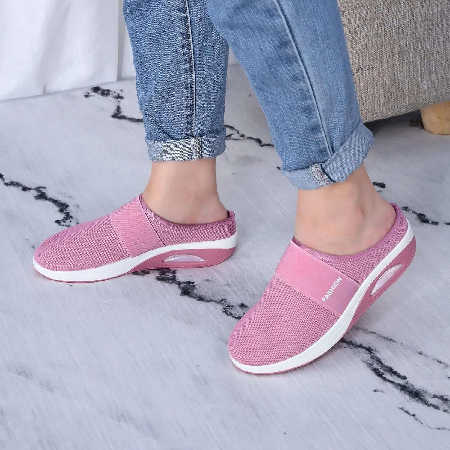 Womens Summer Breathable Mesh Slippers Lightweight Slip On Clog with Arch Support Soft Cushion Nursing Shoes