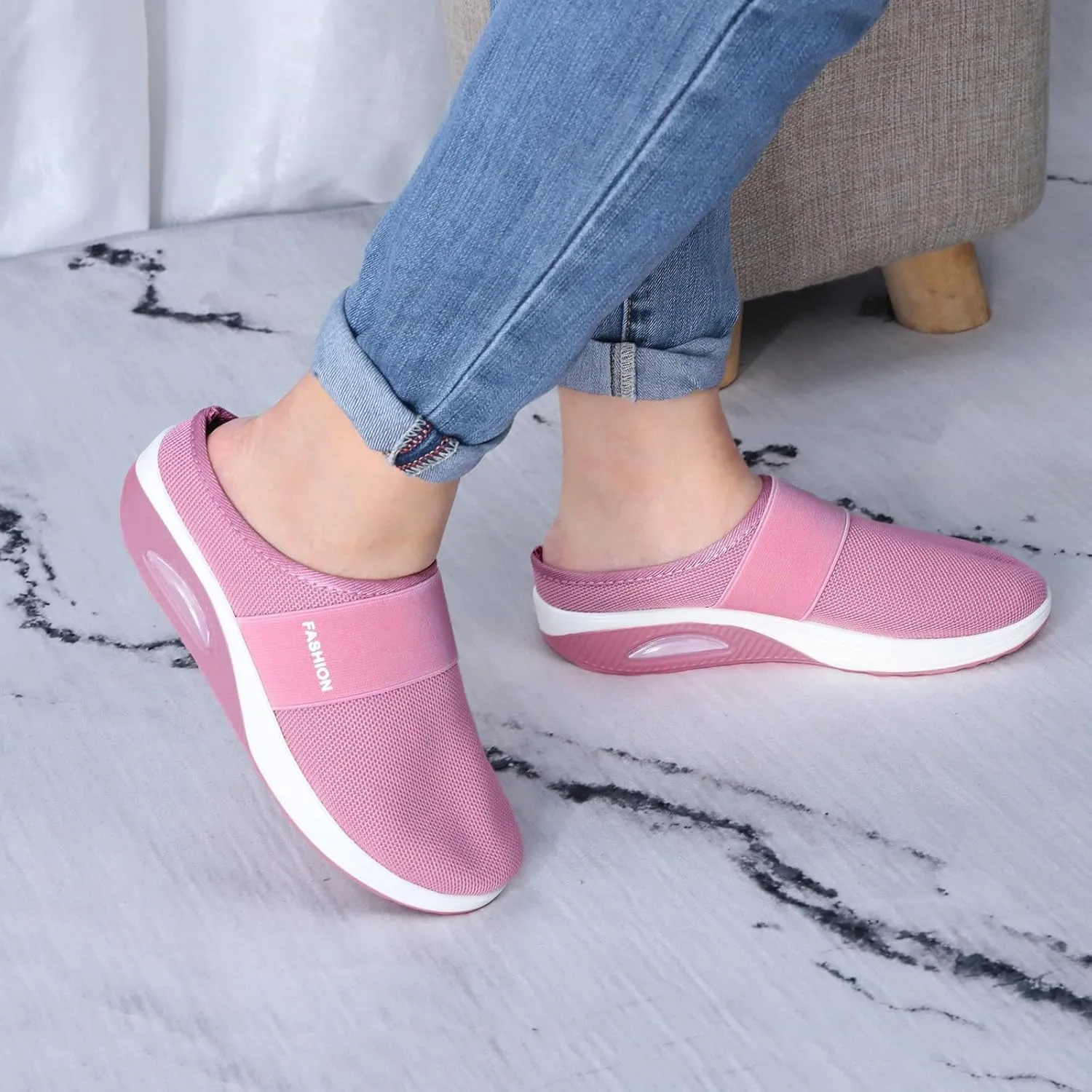 Womens Summer Breathable Mesh Slippers Lightweight Slip On Clog with Arch Support Soft Cushion Nursing Shoes