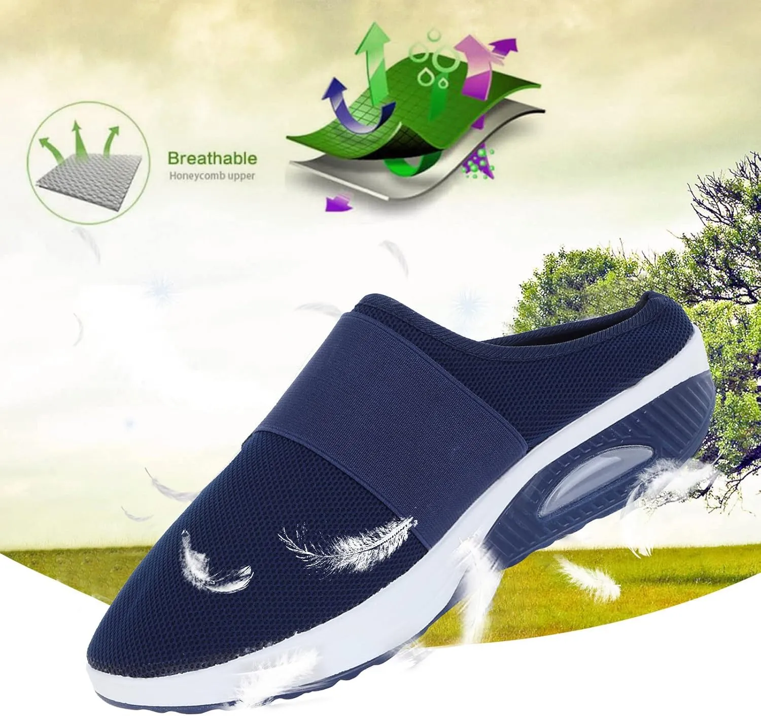 Womens Summer Breathable Mesh Slippers Lightweight Slip On Clog with Arch Support Soft Cushion Nursing Shoes