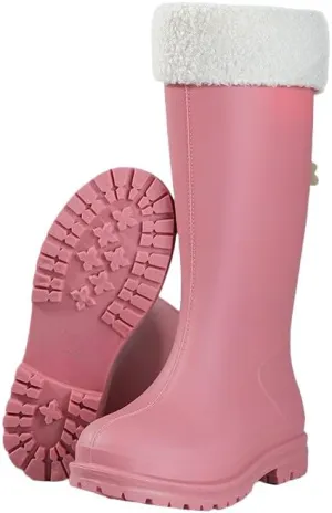 Women's Tall Waterproof Rain Boots Detachable Plush Lining Outdoor Garden Boots
