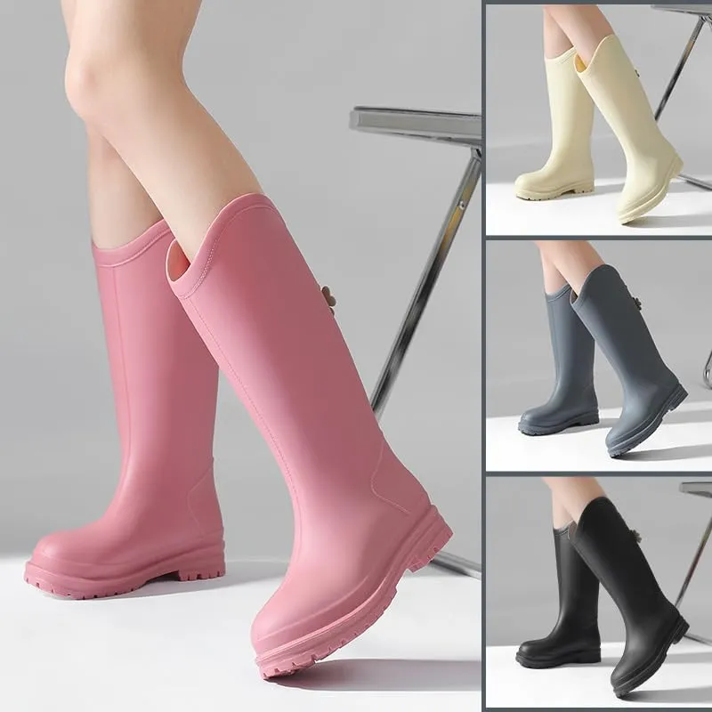 Women's Tall Waterproof Rain Boots Detachable Plush Lining Outdoor Garden Boots