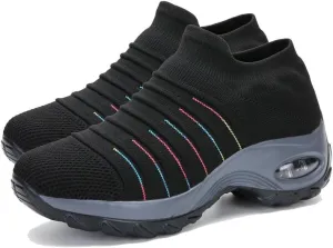 Womens Walking Shoes Breathable Non Slip Work Shoes Comfortable Air Cushion Orthopedic Slip on Sneakers with Arch Support