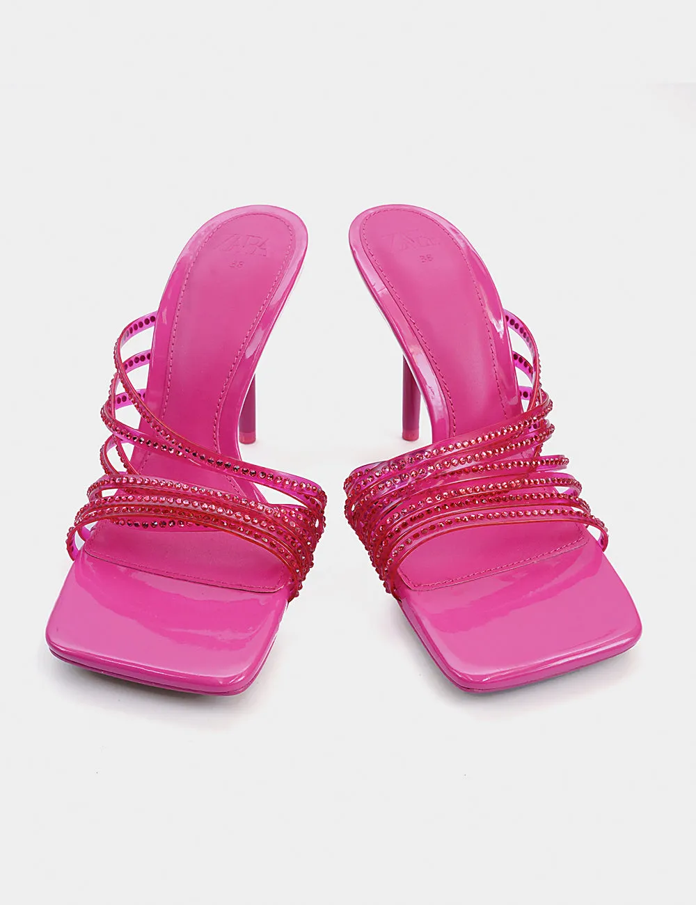 Zara Shiny Vinyl High Heel Sandal - Pink