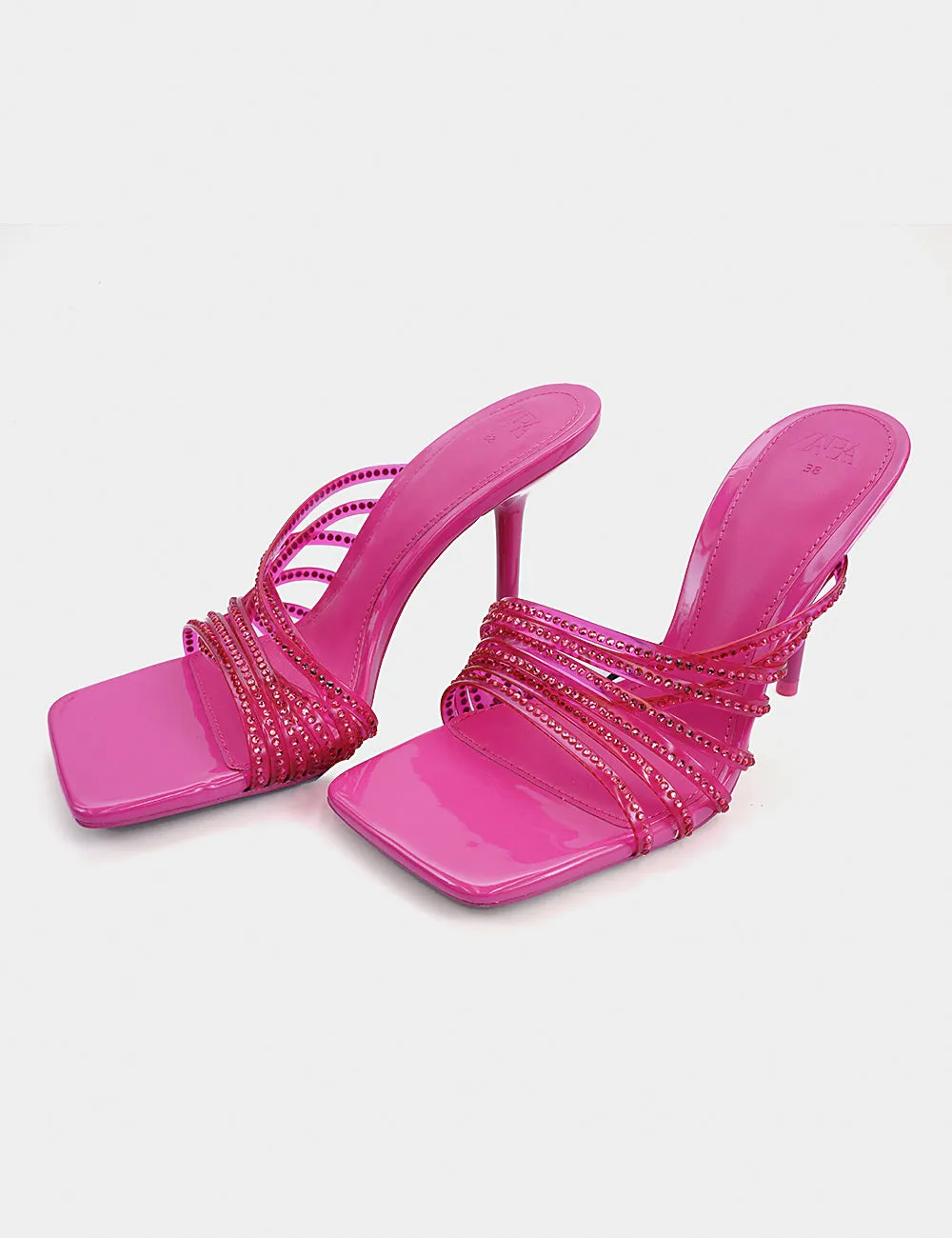 Zara Shiny Vinyl High Heel Sandal - Pink