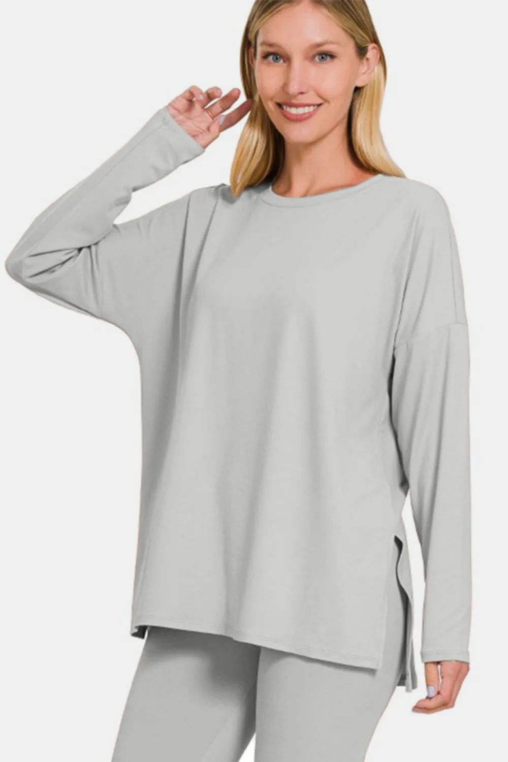 Zenana Full Size Brushed Microfiber Top and Leggings Lounge Set**