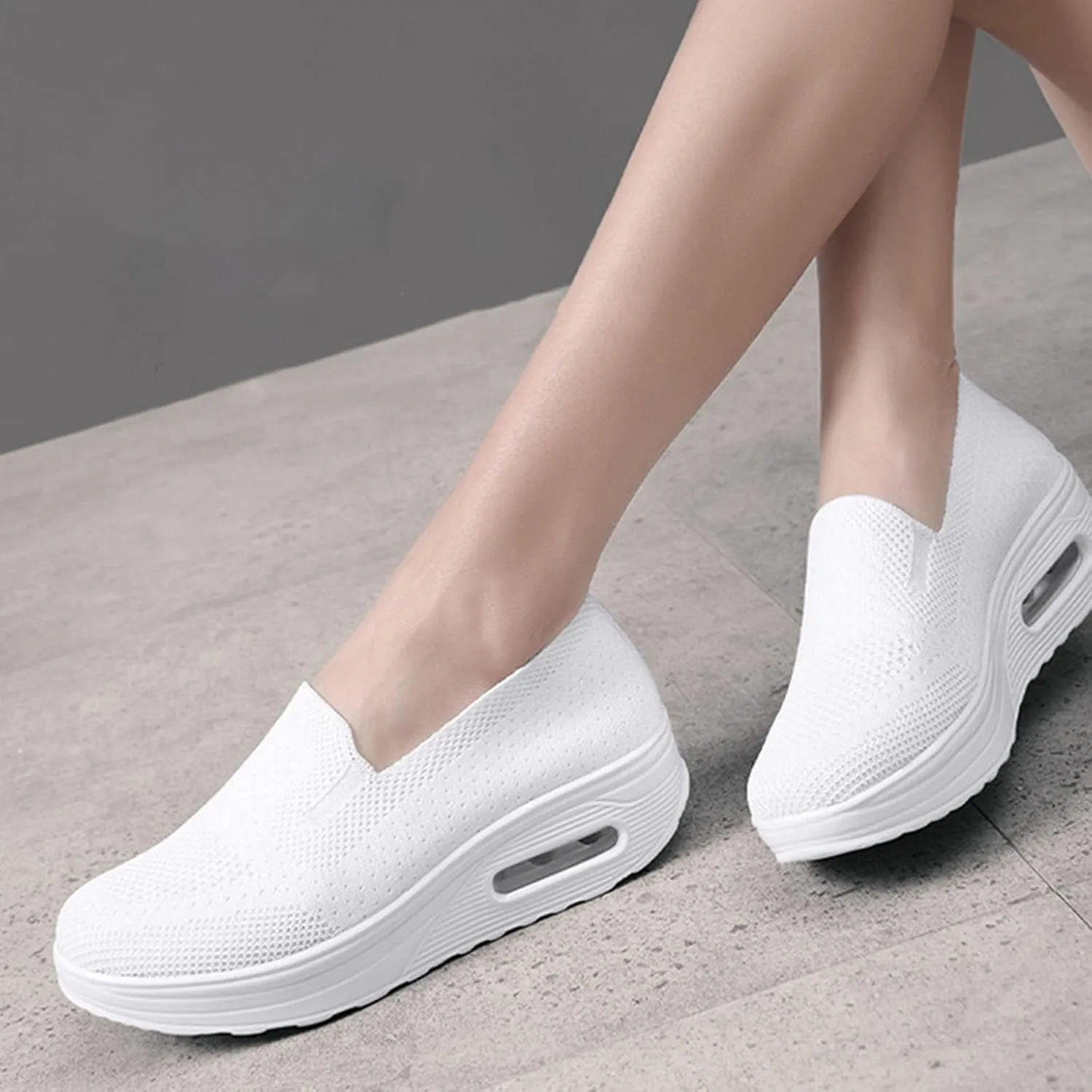 ZWRXW Diabetic Walking Shoes for Women Slip On Walking Running Shoes Slip-On Orthopedic Shoe with Arch Support Knit Upper Lightweight Sneaker for Swollen Feet Neuropathy,Plantar Fasciitis