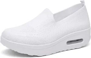 ZWRXW Diabetic Walking Shoes for Women Slip On Walking Running Shoes Slip-On Orthopedic Shoe with Arch Support Knit Upper Lightweight Sneaker for Swollen Feet Neuropathy,Plantar Fasciitis